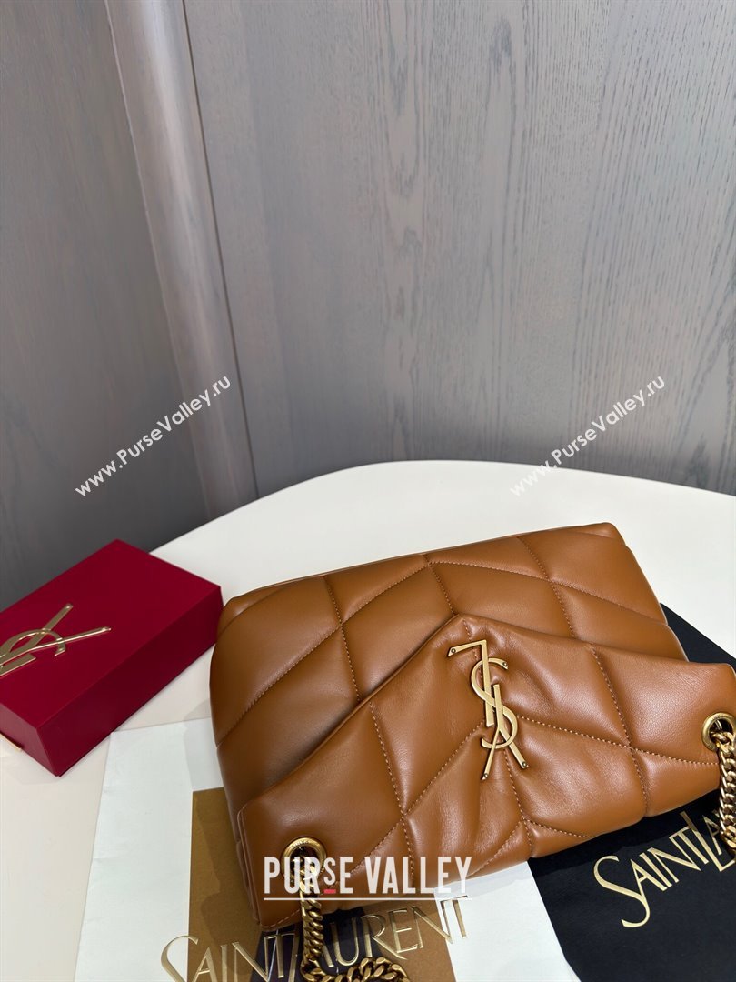 Saint Laurent Loulou Puffer Small Bag in Quilted Lambskin 577476 Caramel/Gold 2024 Top Quality (HONGS-24062627)