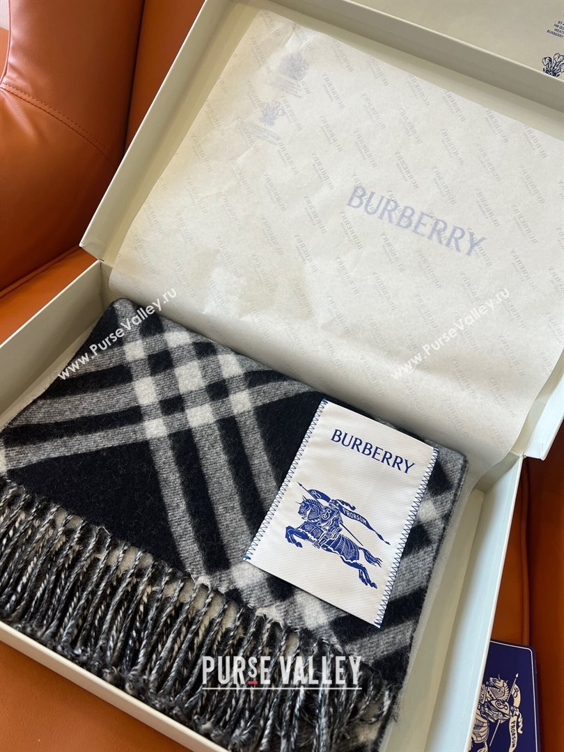 Burberry Check Cashmere Scarf B112509 Black 2024 Top Quality (O-24112509)