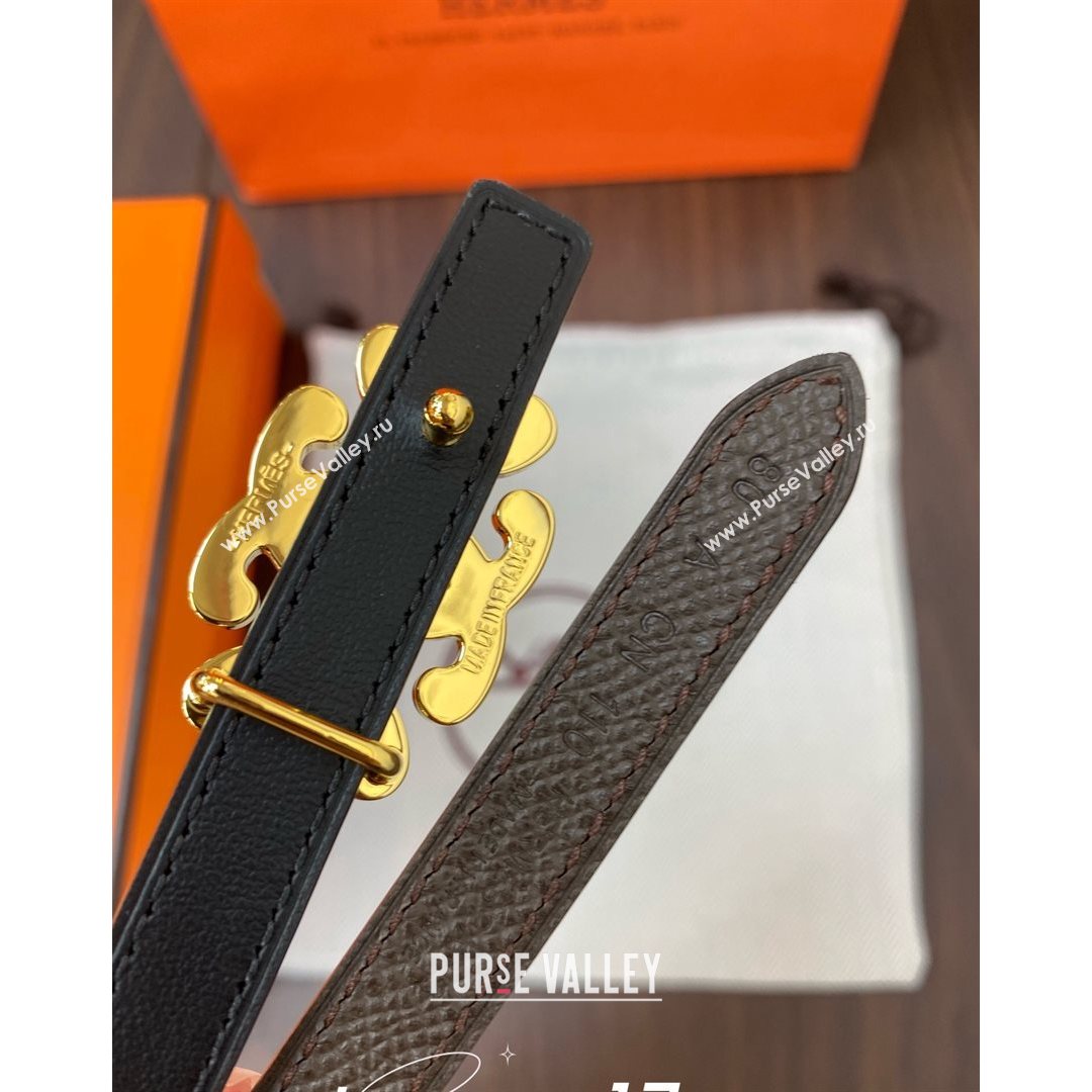 Hermes Mini Constance Leather Belt 13mm with Entwined H Buckle 2021 (99-21082367)