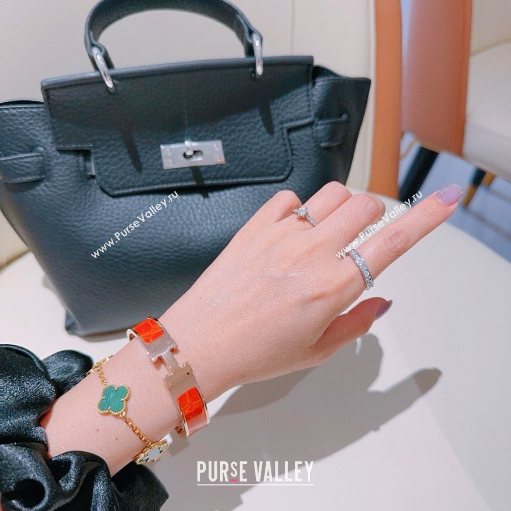 Hermes Clic H Crocodile Leather Bracelet H022820 Orange 2025 (LE-25022820)