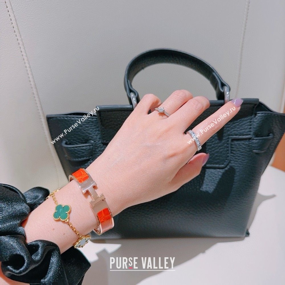 Hermes Clic H Crocodile Leather Bracelet H022820 Orange 2025 (LE-25022820)