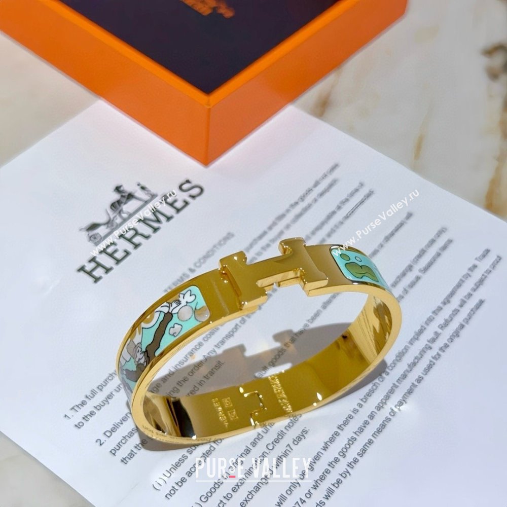 Hermes Clic H Print Bracelet H022823 Blue 2025 (LE-25022823)