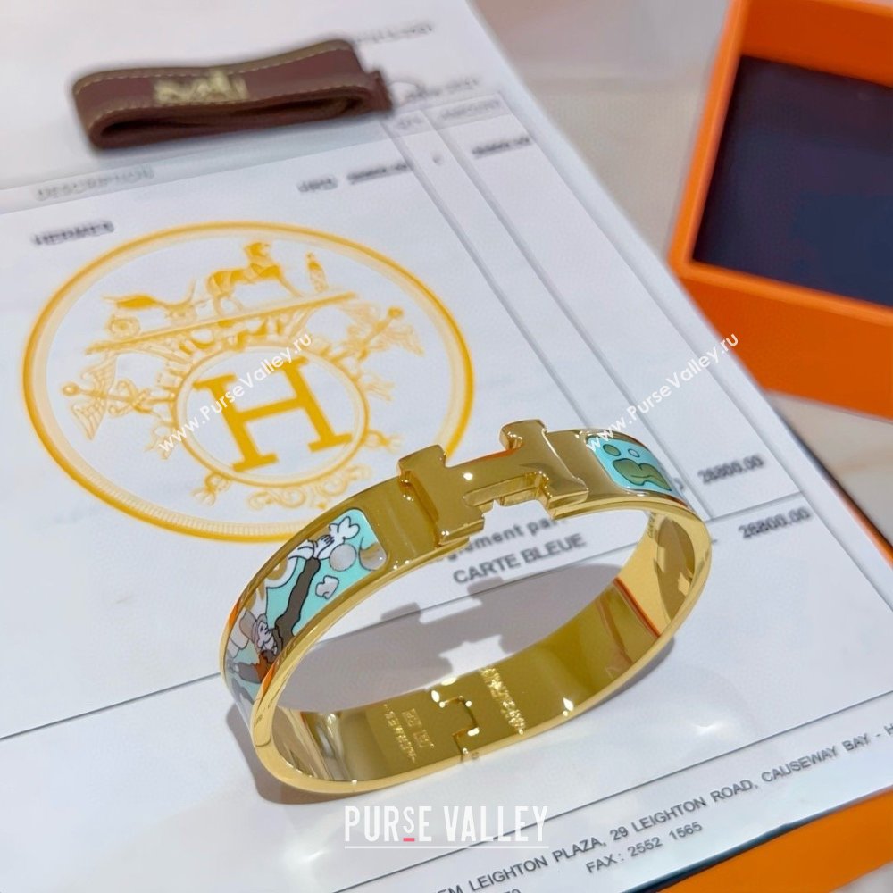 Hermes Clic H Print Bracelet H022823 Blue 2025 (LE-25022823)