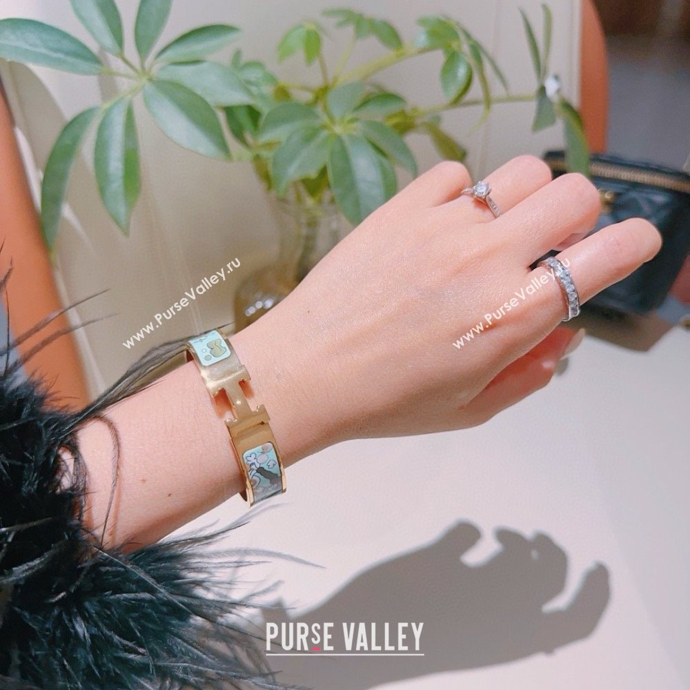 Hermes Clic H Print Bracelet H022823 Blue 2025 (LE-25022823)