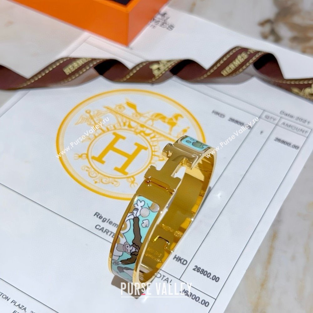 Hermes Clic H Print Bracelet H022823 Blue 2025 (LE-25022823)