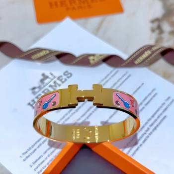 Hermes Clic H Print Bracelet H022824 Pink 2025 (LE-25022824)