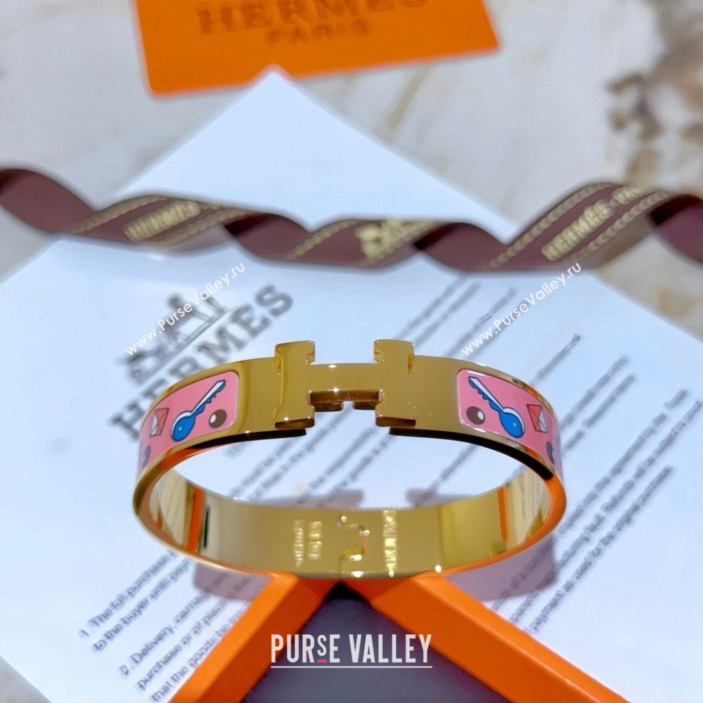 Hermes Clic H Print Bracelet H022824 Pink 2025 (LE-25022824)