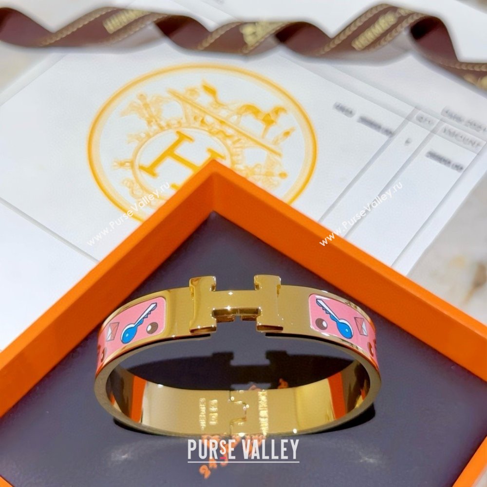 Hermes Clic H Print Bracelet H022824 Pink 2025 (LE-25022824)