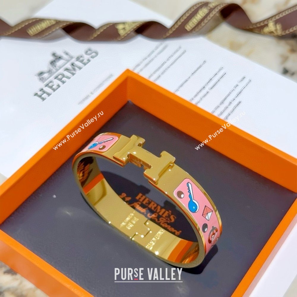 Hermes Clic H Print Bracelet H022824 Pink 2025 (LE-25022824)