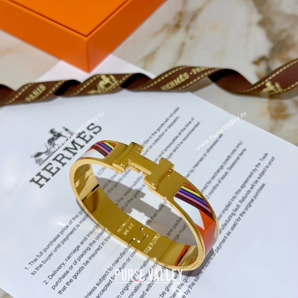 Hermes Clic H Print Bracelet H022825 Orange 2025 (LE-25022825)