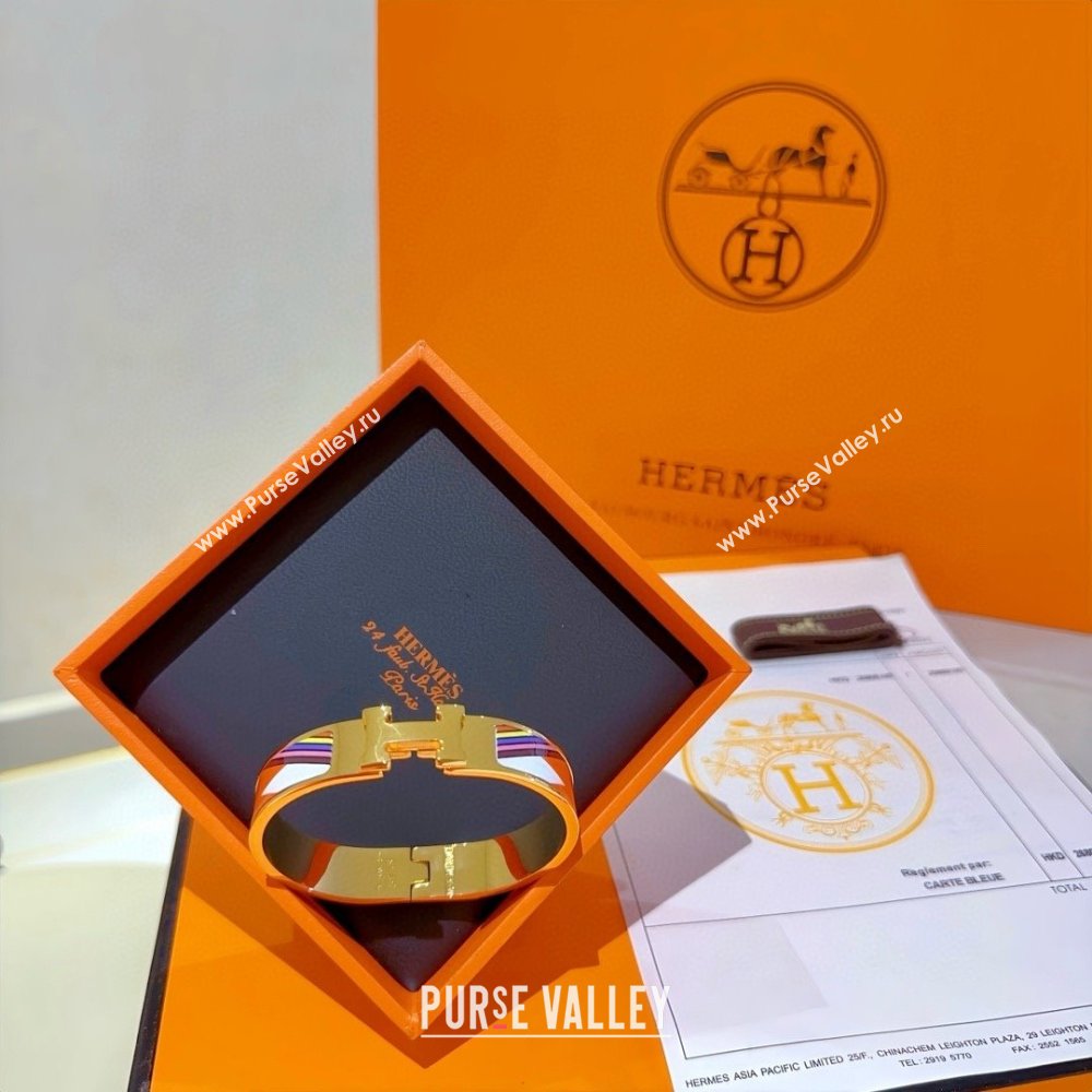 Hermes Clic H Print Bracelet H022825 Orange 2025 (LE-25022825)