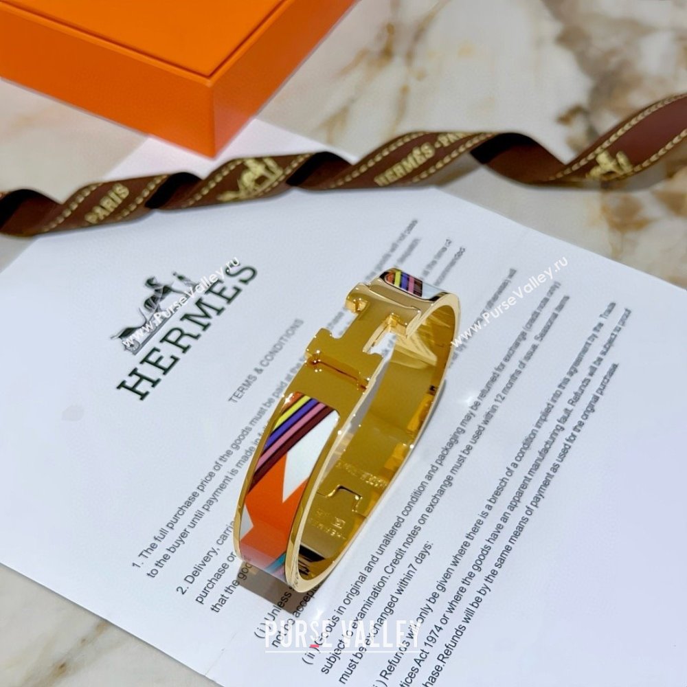 Hermes Clic H Print Bracelet H022825 Orange 2025 (LE-25022825)