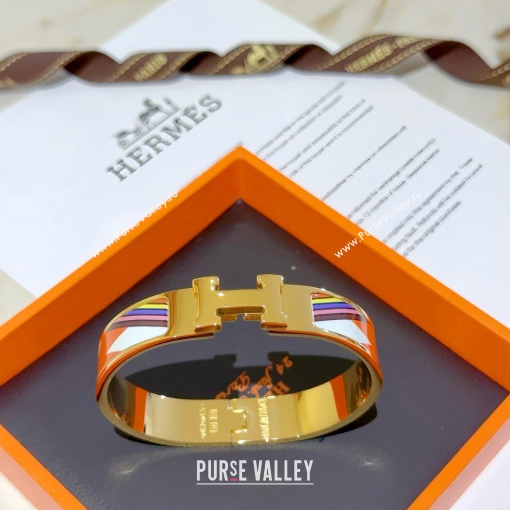 Hermes Clic H Print Bracelet H022825 Orange 2025 (LE-25022825)