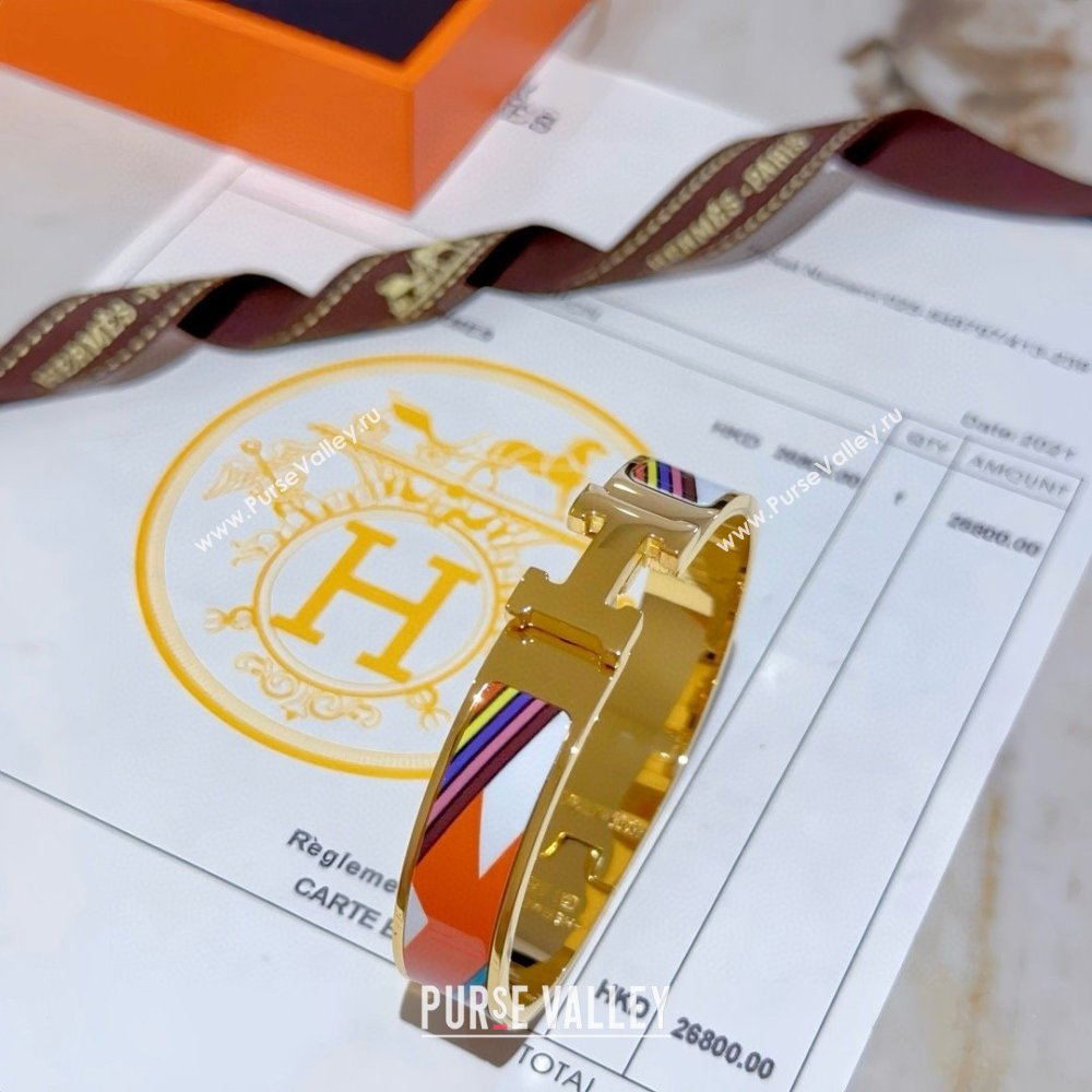 Hermes Clic H Print Bracelet H022825 Orange 2025 (LE-25022825)