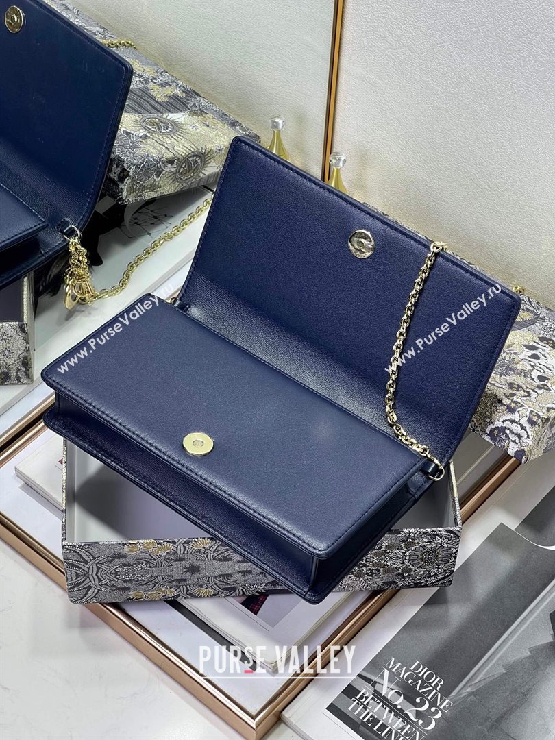 Dior Lady Dior Pouch in Metallic Leather M81B Navy Blue 2024 (XXG-24081517)