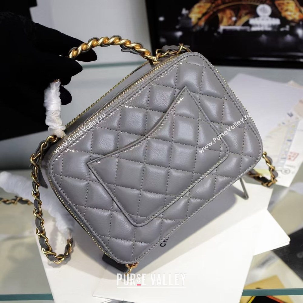 Chanel Quilted Lambskin Vanity Case with Chain Top Handle AS2179 Gray 2020 (JY-20112059)