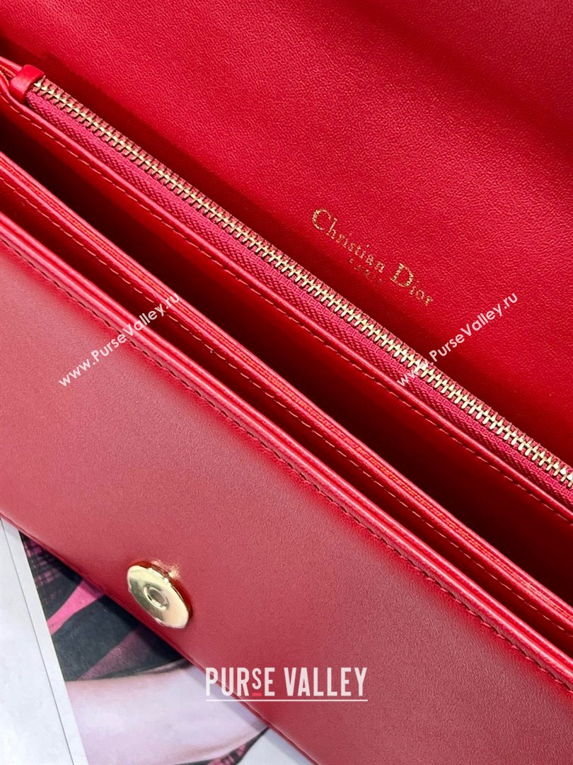 Dior Lady Dior Pouch in Metallic Leather M81B Red 2024 (XXG-24081518)