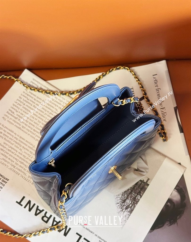 Chanel Shiny Calfskin Mini Shopping Bag AS4416 Deep Blue 2024 (yezi-240927051)