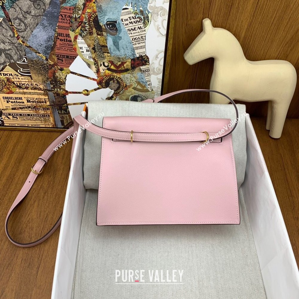 Hermes Kelly Danse Bag 22cm in Evercolor Leather 3Q Pink/Gold 2024(Handmade) (AY-24012202)