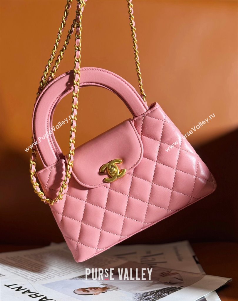 Chanel Shiny Calfskin Mini Shopping Bag AS4416 Light Pink 2024 (yezi-240927052)