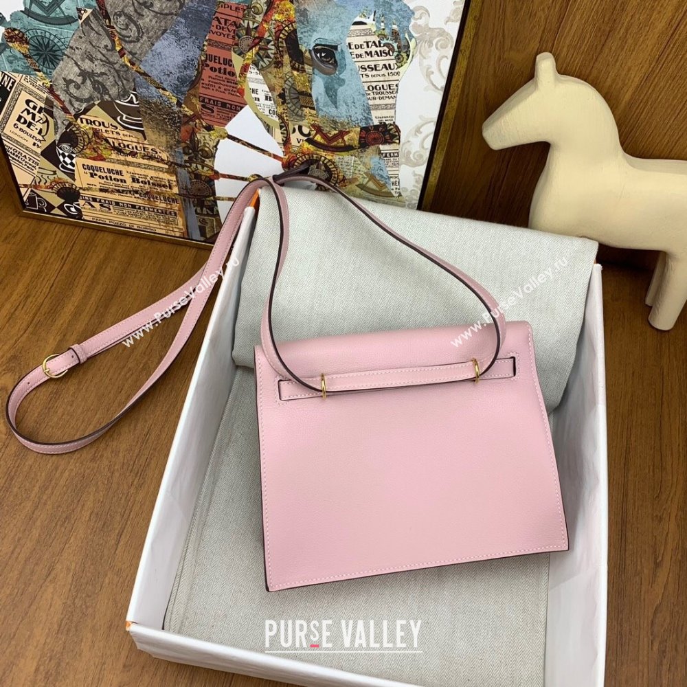 Hermes Kelly Danse Bag 22cm in Evercolor Leather 3Q Pink/Gold 2024(Handmade) (AY-24012202)