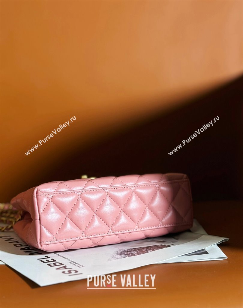 Chanel Shiny Calfskin Mini Shopping Bag AS4416 Light Pink 2024 (yezi-240927052)