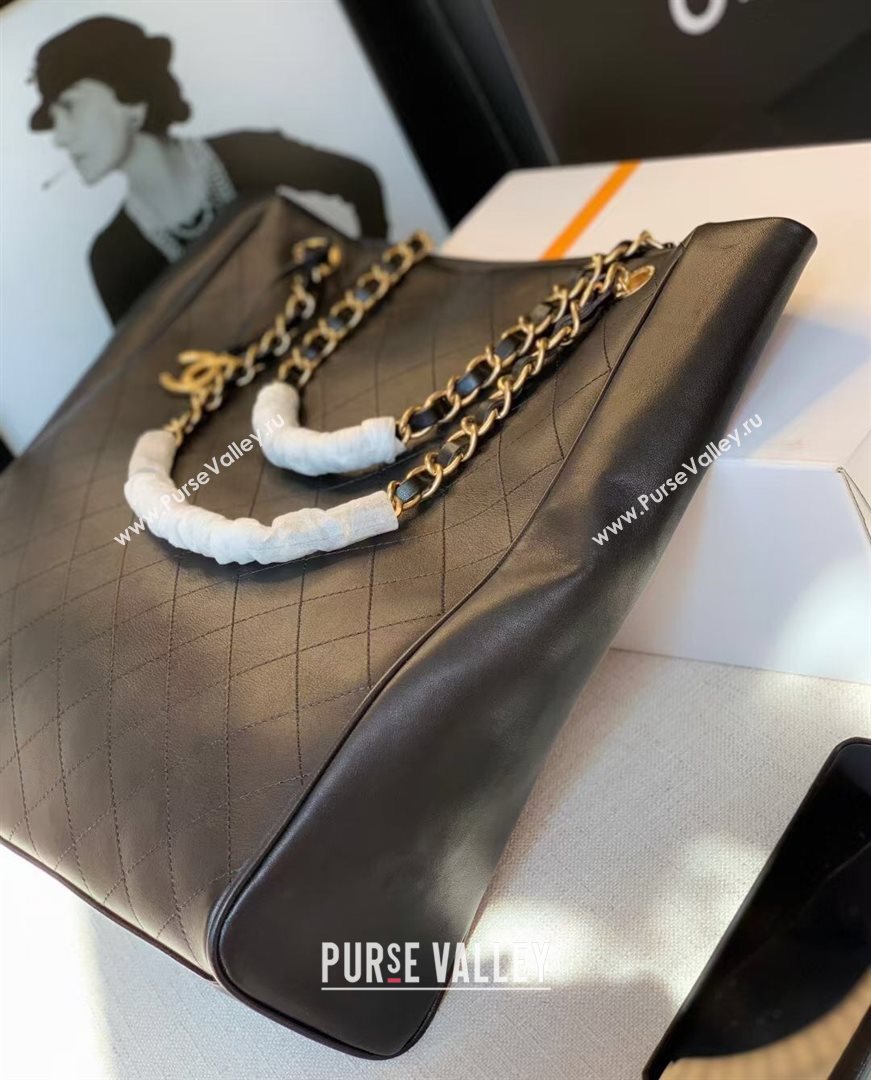Chanel Quilted Calfskin Vertical Shopping Tote Bag Black 2020 (JY-20112062)