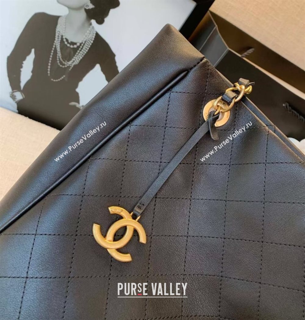 Chanel Quilted Calfskin Vertical Shopping Tote Bag Black 2020 (JY-20112062)