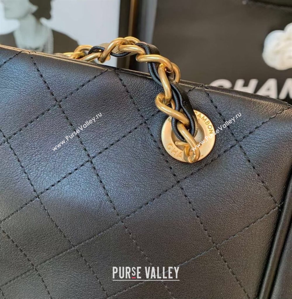 Chanel Quilted Calfskin Vertical Shopping Tote Bag Black 2020 (JY-20112062)