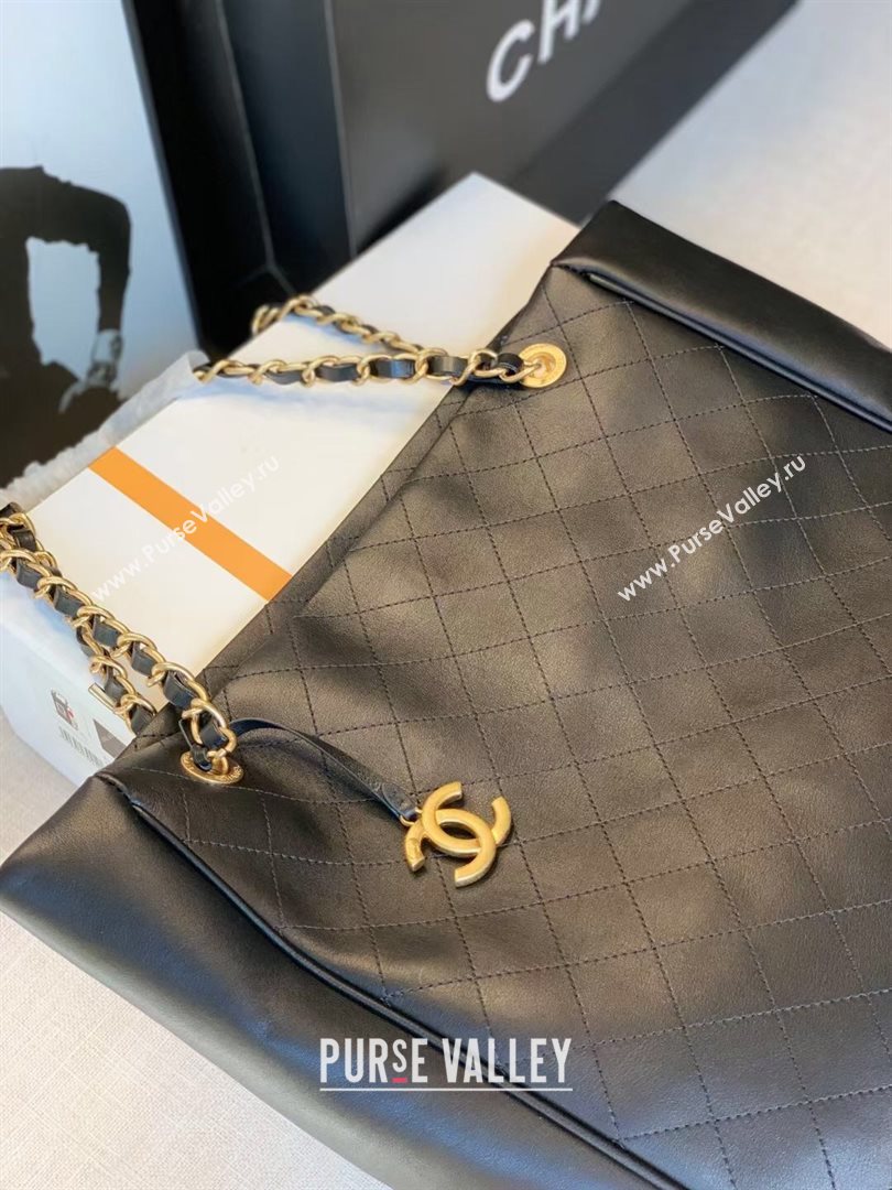 Chanel Quilted Calfskin Vertical Shopping Tote Bag Black 2020 (JY-20112062)