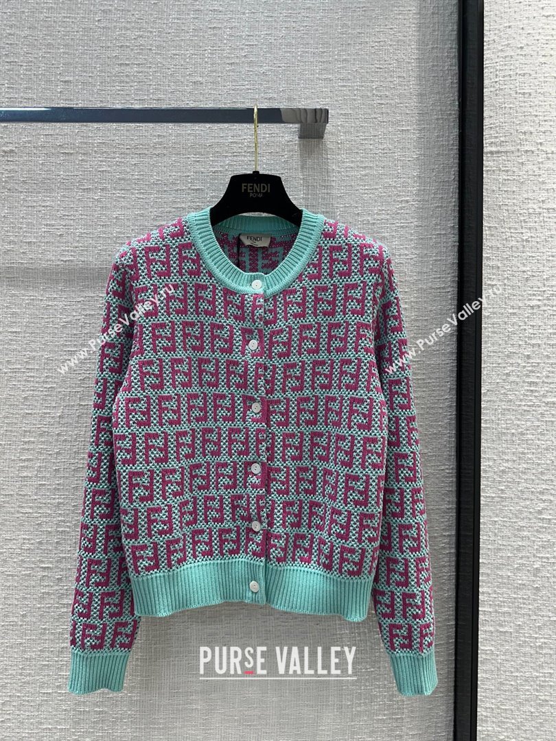 Fendi Knit FF Cardigan F12207 Blue/Pink 2024 (Q-24012207)