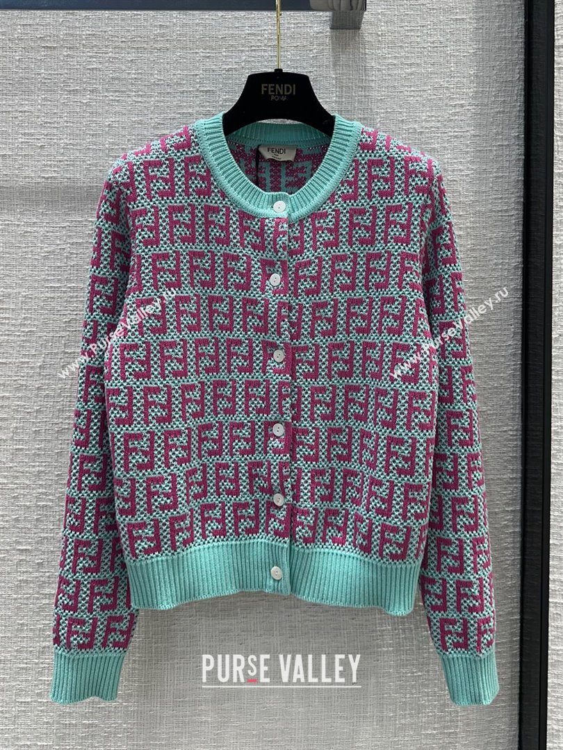 Fendi Knit FF Cardigan F12207 Blue/Pink 2024 (Q-24012207)