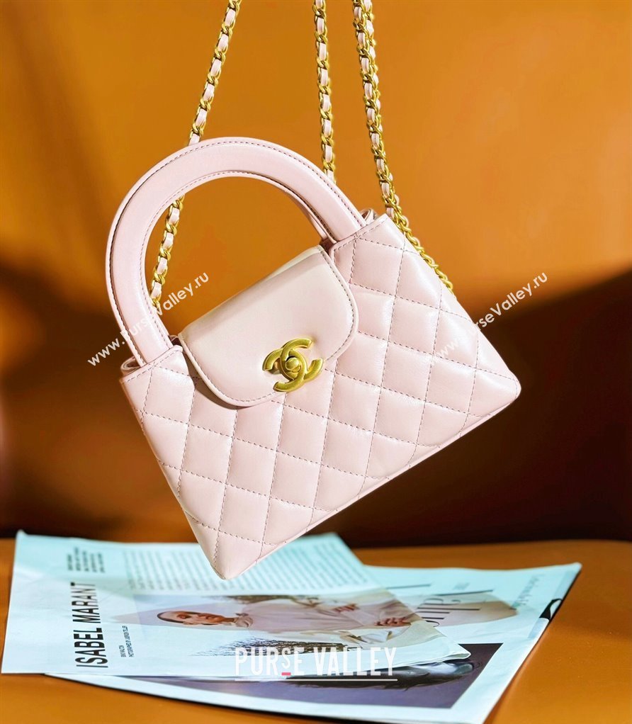 Chanel Shiny Calfskin Mini Shopping Bag AS4416 Pale Pink 2024 (yezi-240927053)