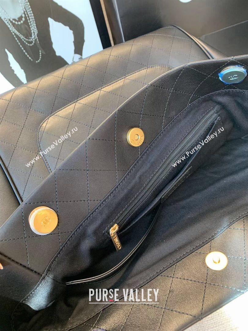 Chanel Quilted Calfskin Vertical Shopping Tote Bag Black 2020 (JY-20112062)