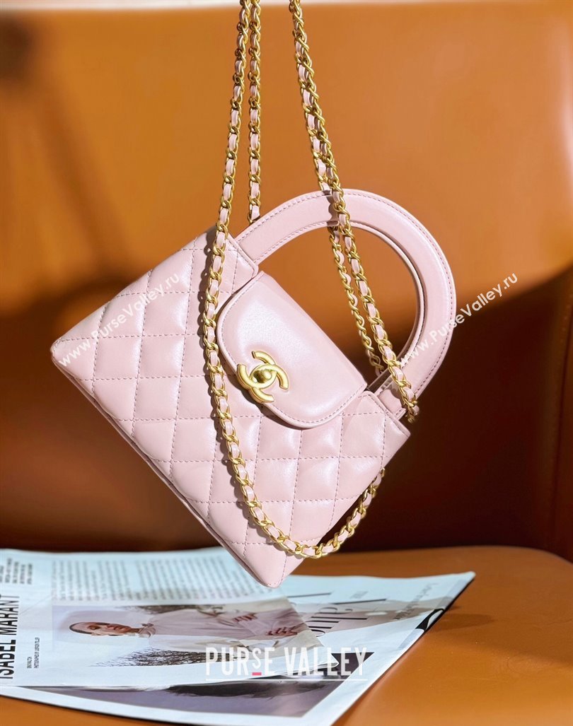 Chanel Shiny Calfskin Mini Shopping Bag AS4416 Pale Pink 2024 (yezi-240927053)