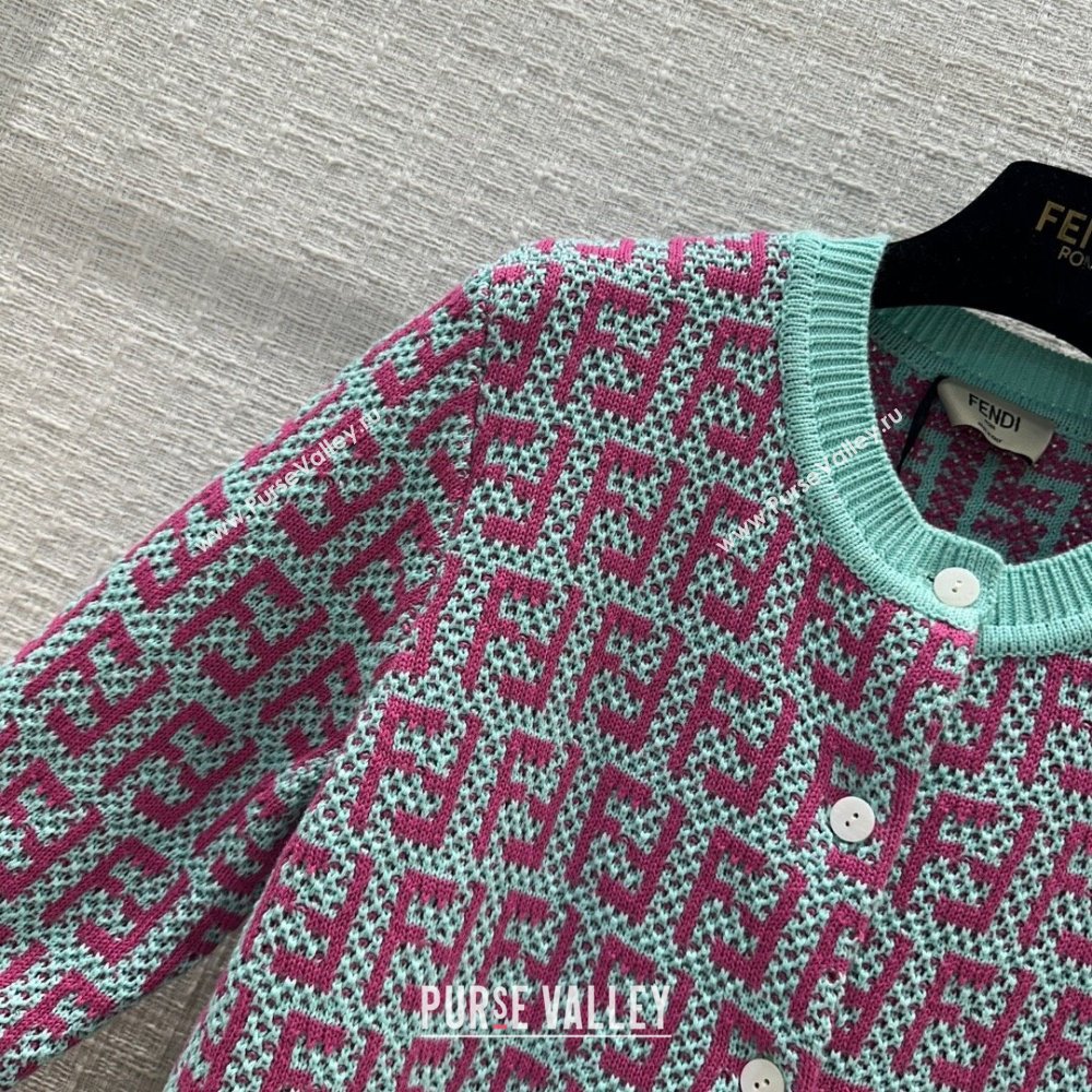 Fendi Knit FF Cardigan F12207 Blue/Pink 2024 (Q-24012207)