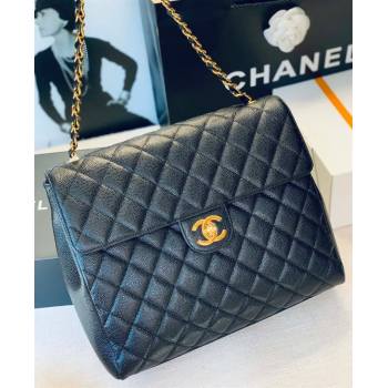 Chanel Quilted Grained Calfskin Large Flap Bag Black 2020 (JY-20112063)