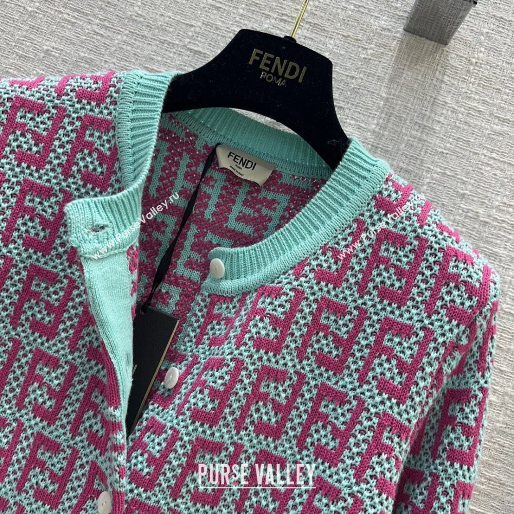 Fendi Knit FF Cardigan F12207 Blue/Pink 2024 (Q-24012207)