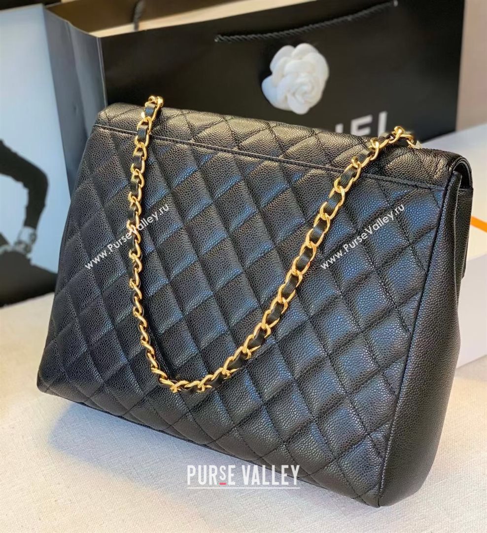Chanel Quilted Grained Calfskin Large Flap Bag Black 2020 (JY-20112063)