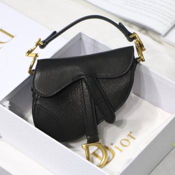 Dior Micro Saddle Bag in Black Goatskin 2021 M6008 (XXG-21080322)