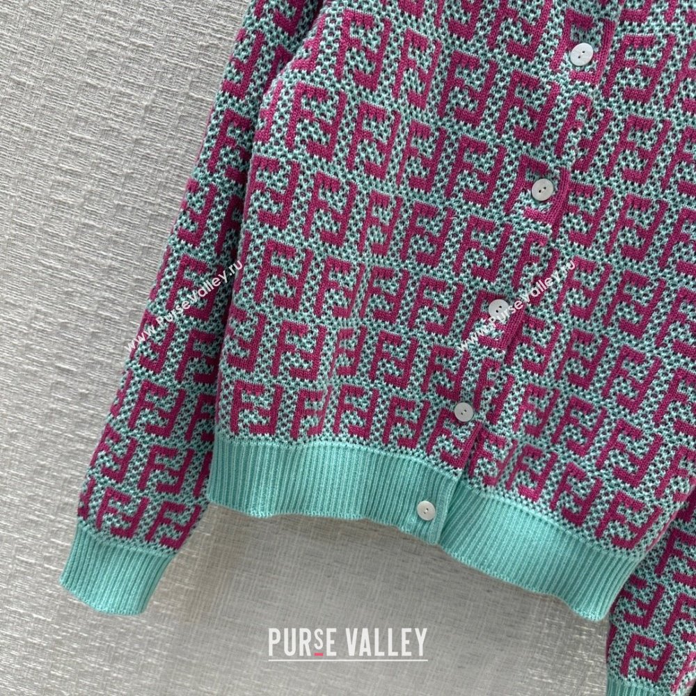 Fendi Knit FF Cardigan F12207 Blue/Pink 2024 (Q-24012207)