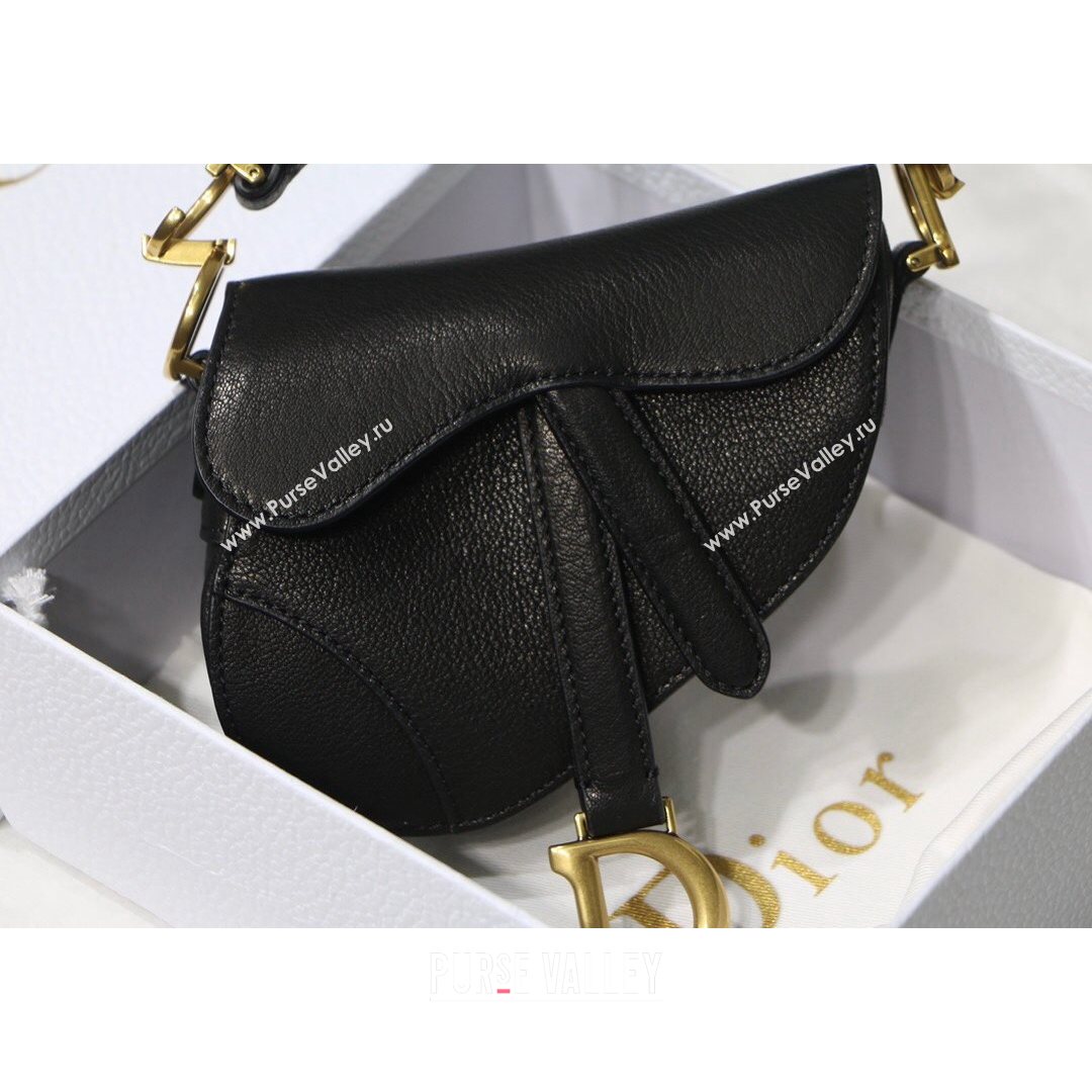 Dior Micro Saddle Bag in Black Goatskin 2021 M6008 (XXG-21080322)