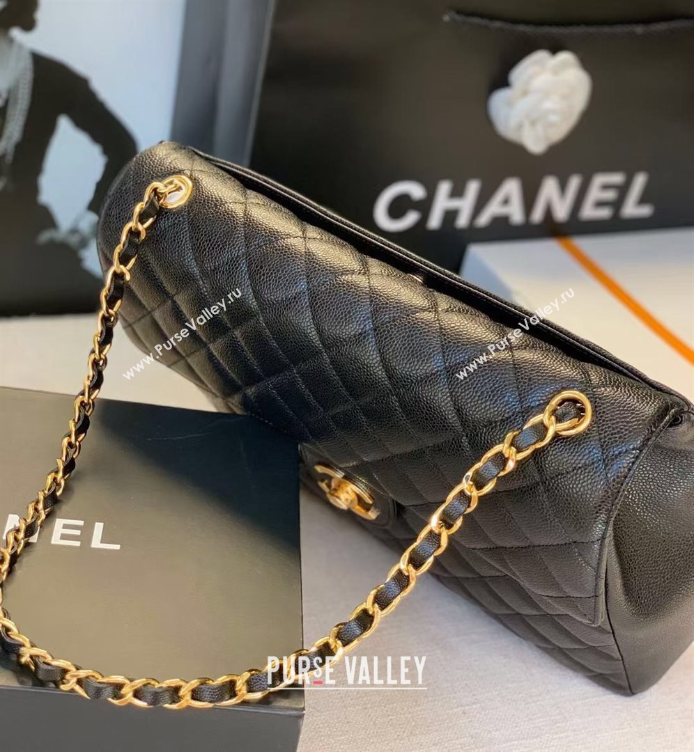 Chanel Quilted Grained Calfskin Large Flap Bag Black 2020 (JY-20112063)