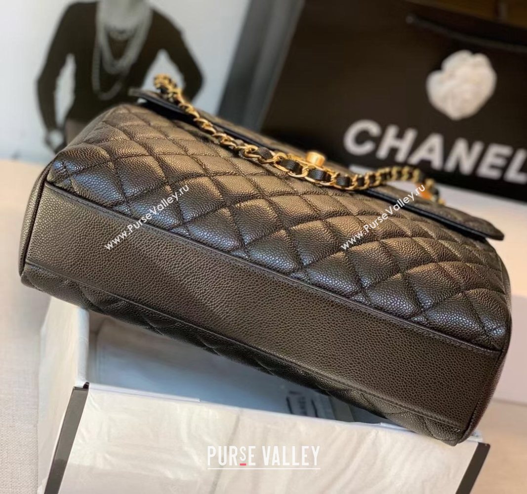 Chanel Quilted Grained Calfskin Large Flap Bag Black 2020 (JY-20112063)
