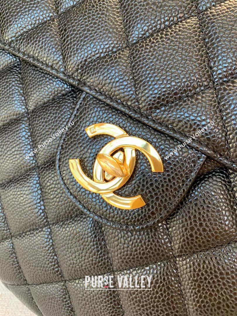 Chanel Quilted Grained Calfskin Large Flap Bag Black 2020 (JY-20112063)