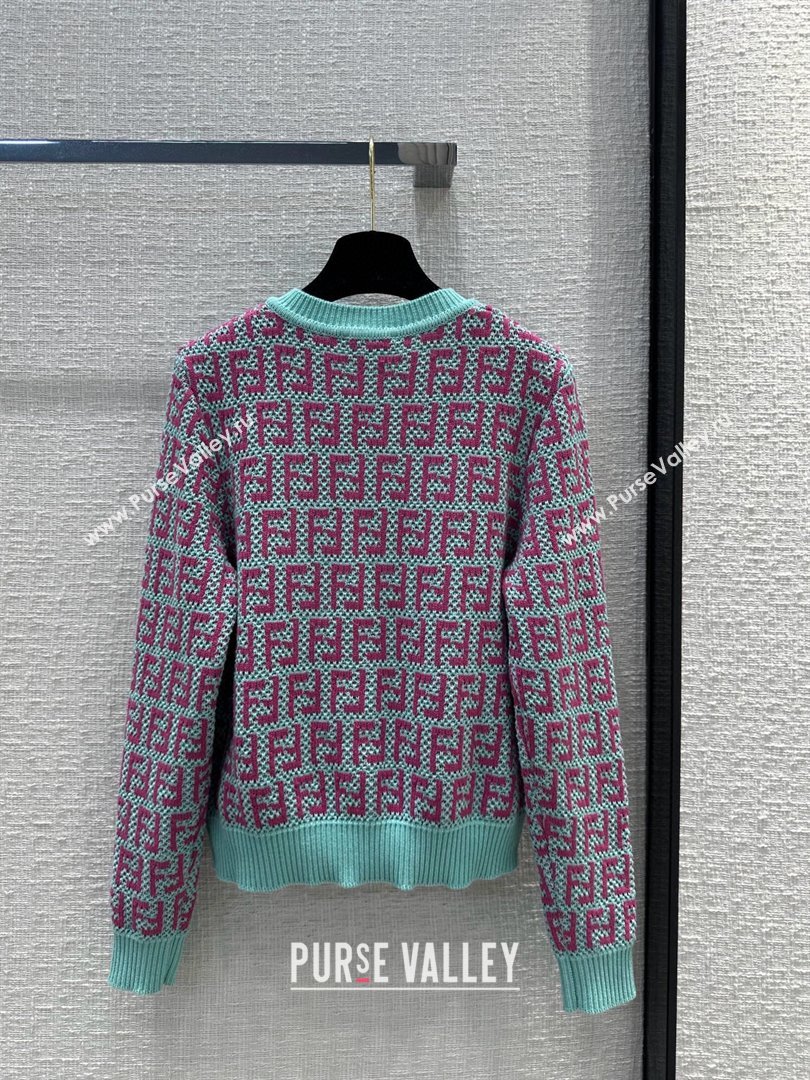 Fendi Knit FF Cardigan F12207 Blue/Pink 2024 (Q-24012207)