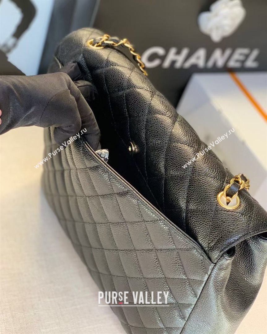 Chanel Quilted Grained Calfskin Large Flap Bag Black 2020 (JY-20112063)