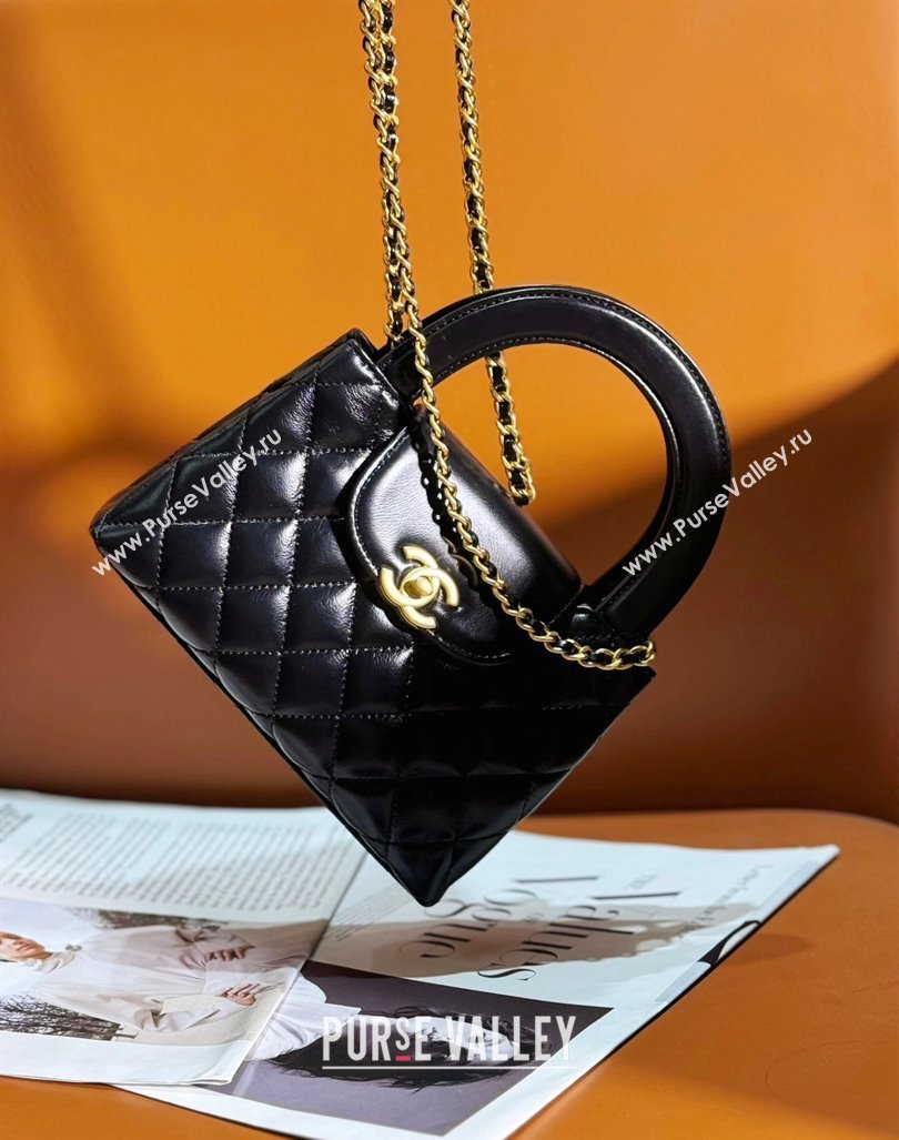 Chanel Shiny Calfskin Mini Shopping Bag AS4416 Black 2024 (yezi-240927054)