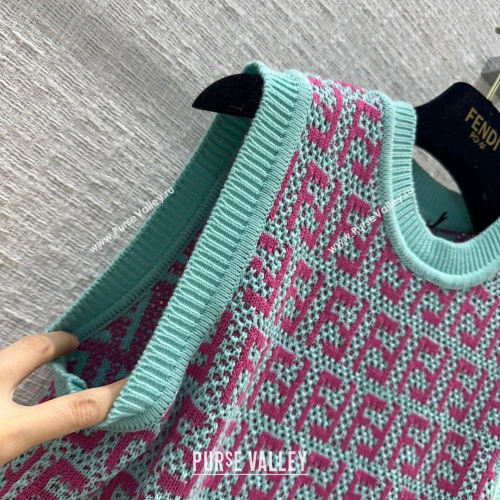 Fendi Knit FF Vest F12205 Blue/Pink 2024 (Q-24012205)