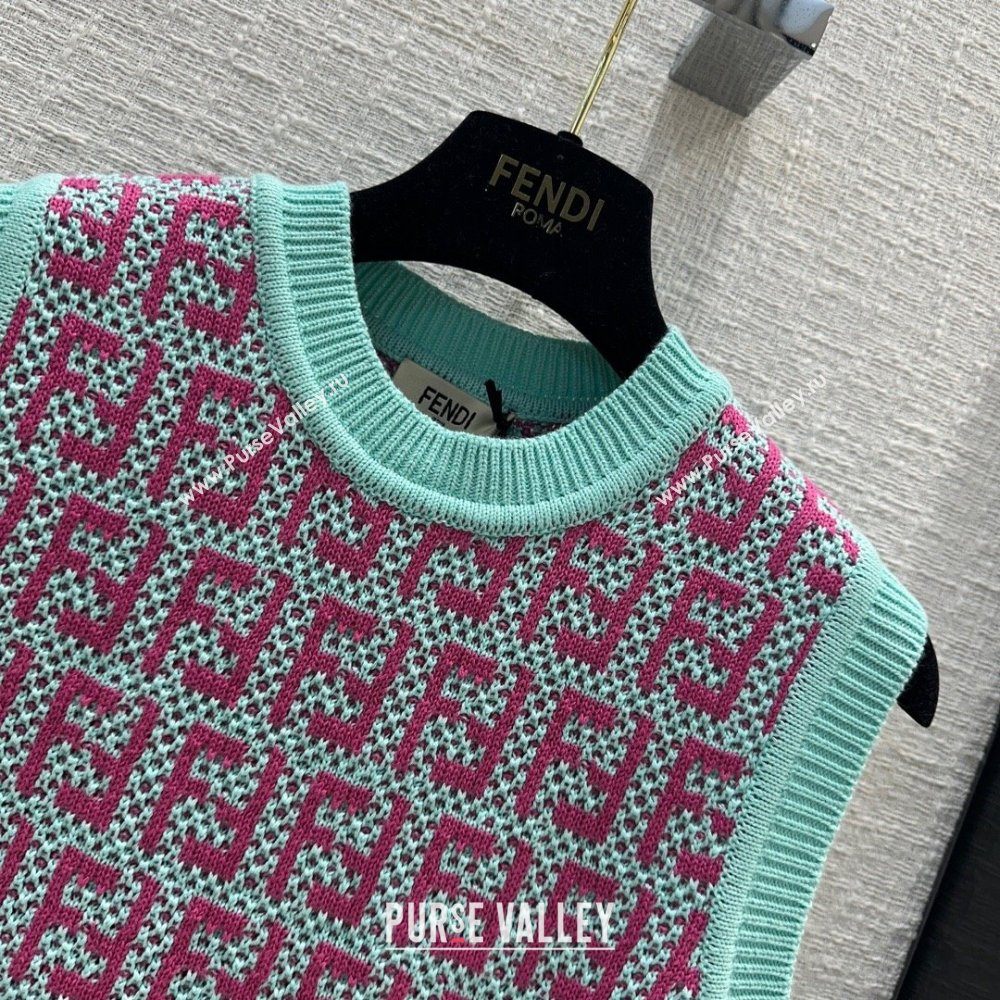 Fendi Knit FF Vest F12205 Blue/Pink 2024 (Q-24012205)